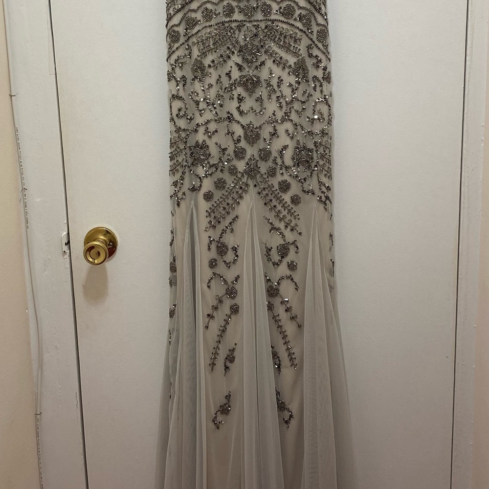 NWT Aidan Mattox Embellished Evening Dress Size 2 (Color Gun Metal) - Picture 11 of 16